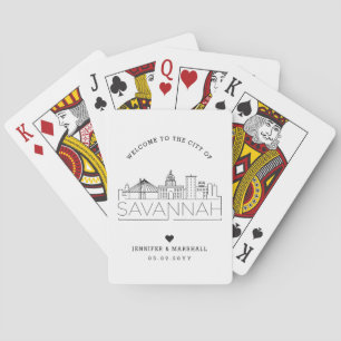 Savannah Skyline   Wedding Welcome Message Playing Cards