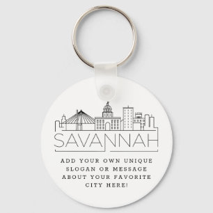 Savannah Stylised Skyline Custom Slogan Keychain