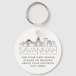 Savannah Stylised Skyline Custom Slogan Keychain