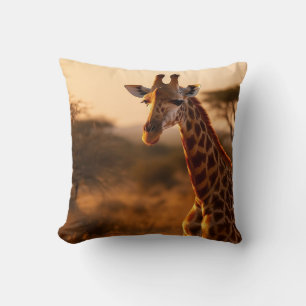 Savannah Sunset: Serene Giraffe Cushion
