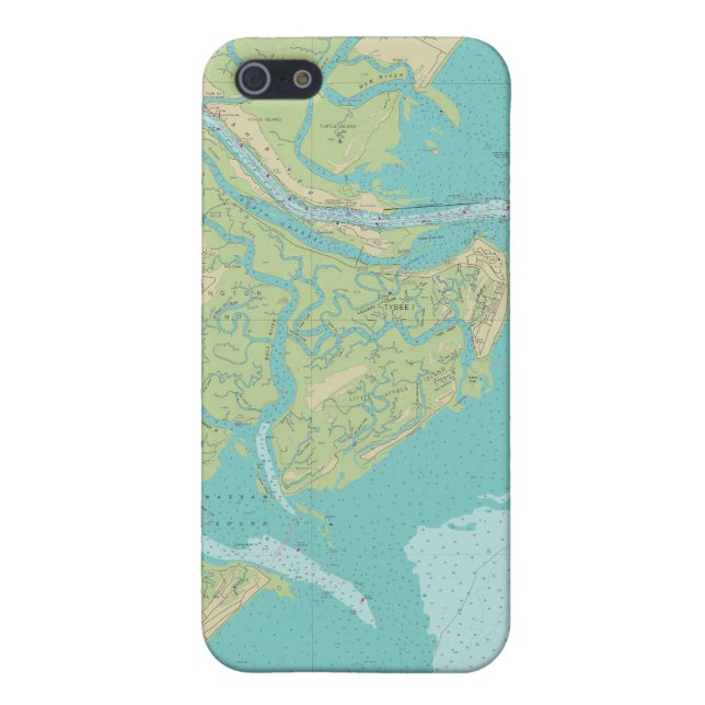 Savannah Tybee Island Nautical Chart Phone Case (Back)