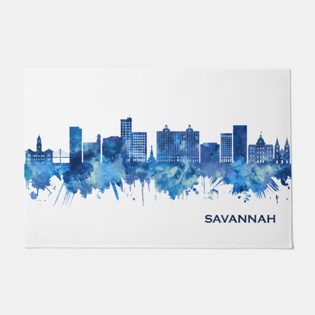 Savannah USA Skyline Blue Doormat (Front)