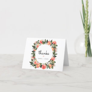 Savannah - Watercolor Peach Botanical White Floral Thank You Card