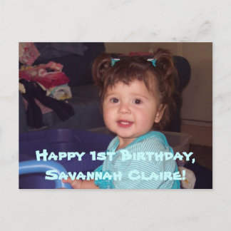 Savannah's 1st B-day postcard invites