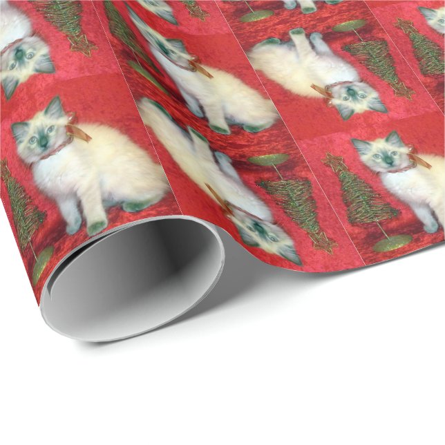 Savannah's Christmas Tree 1 - Cat / Kitten Wrapping Paper (Roll Corner)