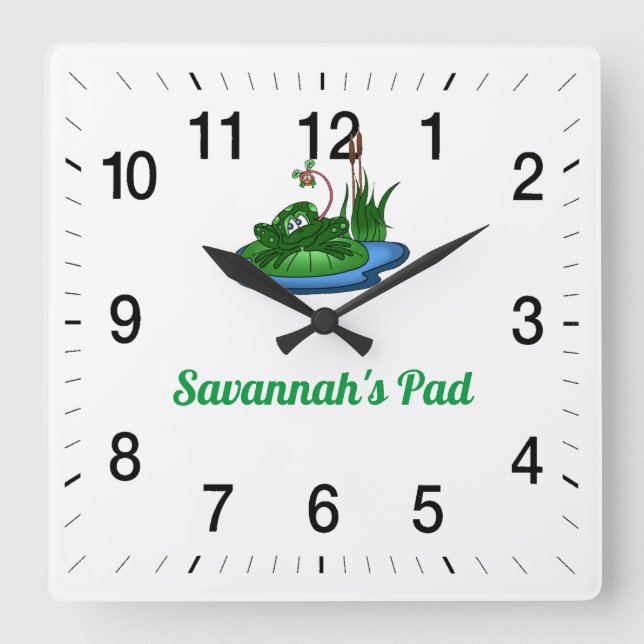 Savannah's Pad Square Wall Clock (Front)