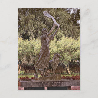 Savannah's Waving Girl Statue Painting Postcard