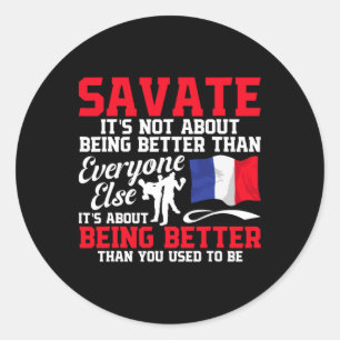 Savate Training Martial Arts French Kickboxing Sav Classic Round Sticker