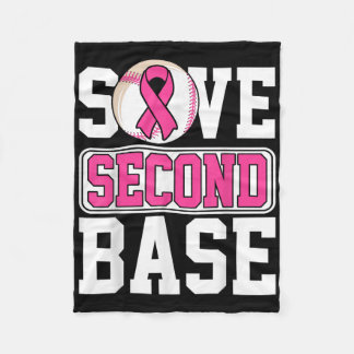 Save 2nd Base Baseball Player Breast Cancer Awaren Fleece Blanket