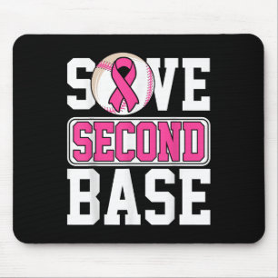 Save 2nd Base Baseball Player Breast Cancer Awaren Mouse Pad