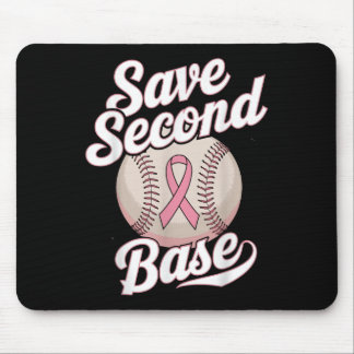 Save 2nd Base Baseball Player Breast Cancer Awaren Mouse Pad