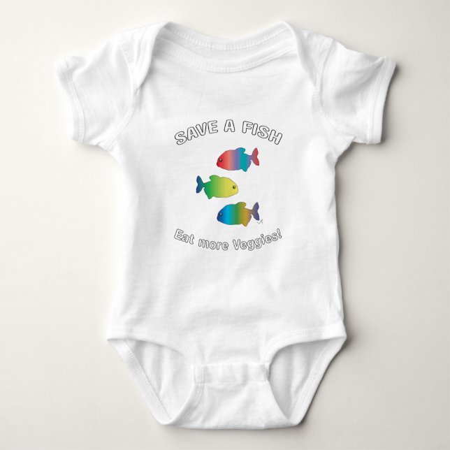 SAVE A FISH - Eat more Veggies Baby Bodysuit (Front)
