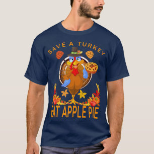 Save A Funny Turkey Pilgrim Eat Pizza Adult Vegan T-Shirt