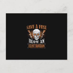 Save A Fuse Blow An Electrician Humour Funny Gift Postcard