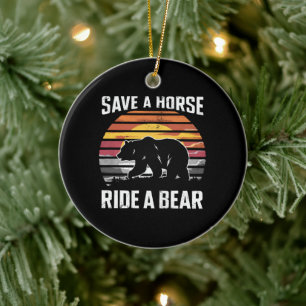 Save A Horse Ride A Bear Gay Pride Bear Community Ceramic Ornament
