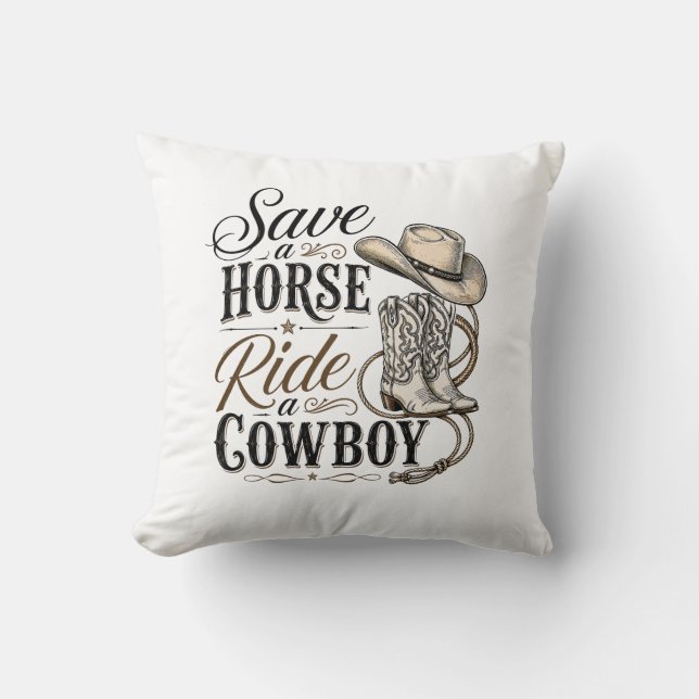 save a horse ride a cowboy cushion (Front)