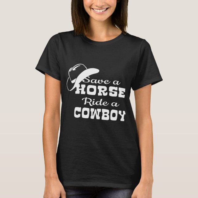 SAVE A HORSE RIDE A COWBOY Ladies Women_s Fitted F T-Shirt (Front)