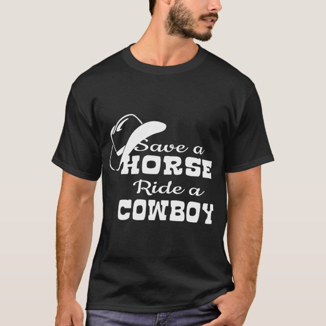 SAVE A HORSE RIDE A COWBOY Ladies Women_s Fitted F T-Shirt (Front)