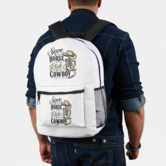 save a horse ride a cowboy printed backpack