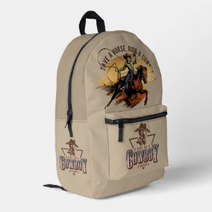 Save A Horse; Ride A Cowboy Printed Backpack