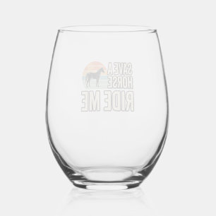 Save a Horse Ride Me Vintage Western Shirt Design_ Stemless Wine Glass