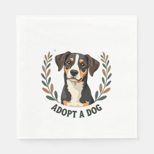 Save A Life Adopt a Dog Vintage Rescue Dog Illustr Napkin