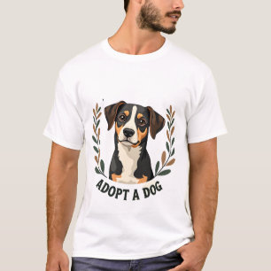 Save A Life Adopt a Dog Vintage Rescue Dog Illustr T-Shirt