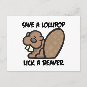 Save a Lollipop Lick a Beaver Postcard