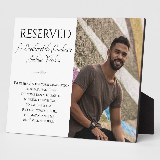 Save A Seat Brother of the Graduate Memorial Plaque (Side)