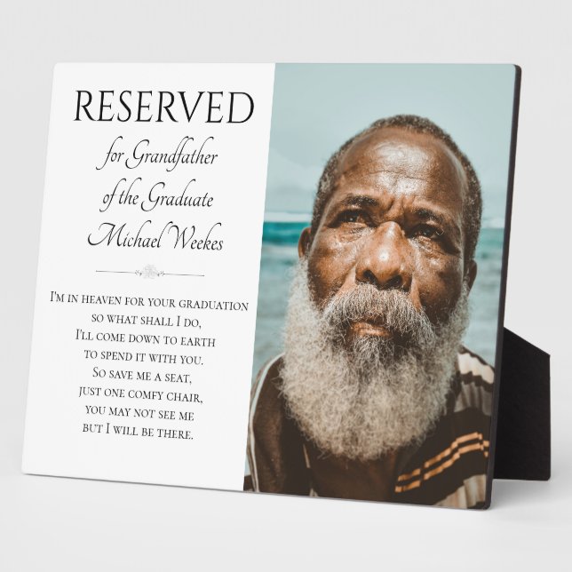 Save A Seat Grandfather of the Graduate Memorial Plaque (Side)