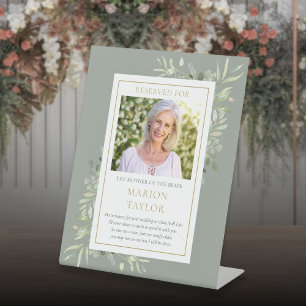 Save A Seat Mother Of Bride Photo Greenery Wedding Pedestal Sign