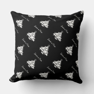 Save a Tree Christmas Tree Star Black and White Cushion