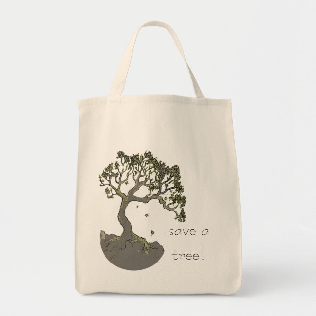 Save a Tree!  Tree Art Shopping Bag (Front)