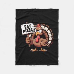 Save A Turkey Eat Pizza Funny Thanksgiving Men Gir Fleece Blanket