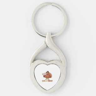 Save A Turkey Eat Pizza Funny Thanksgiving Oversiz Key Ring
