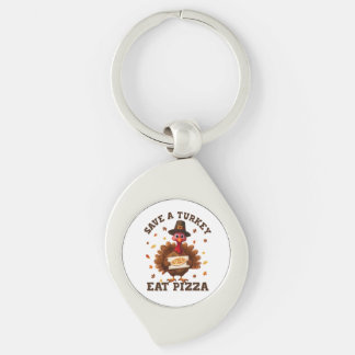 Save a Turkey Eat Pizza – Funny Thanksgiving Pizza Key Ring