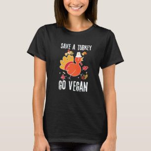 Save A Turkey Go Vegan Thanksgiving Outfit Kids Ad T-Shirt