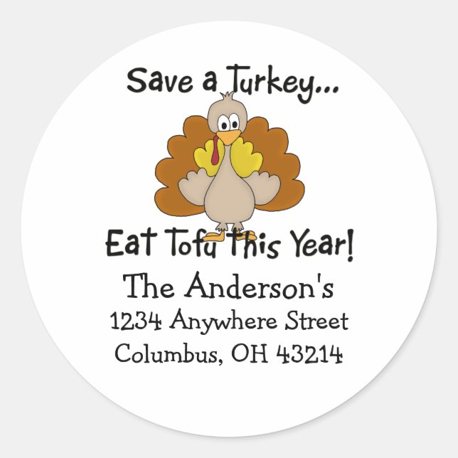 Save a Turkey...Thanksgiving Address Labels (Front)