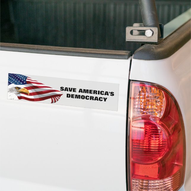 SAVE AMERICA' DEMOCRACY BUMPER STICKER (On Truck)