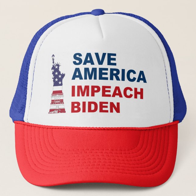 Save America Impeach Biden Liberty Trucker Hat (Front)