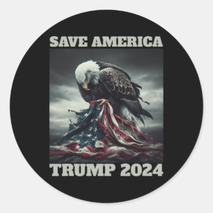 Save America Sad Eagle American Flag Never Surrend Classic Round Sticker