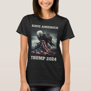 Save America Sad Eagle American Flag Never Surrend T-Shirt