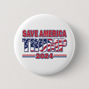 Save America Trump 2024 6 Cm Round Badge