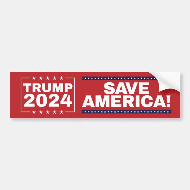 Save America! Trump 2024 Bumper Sticker (Front)