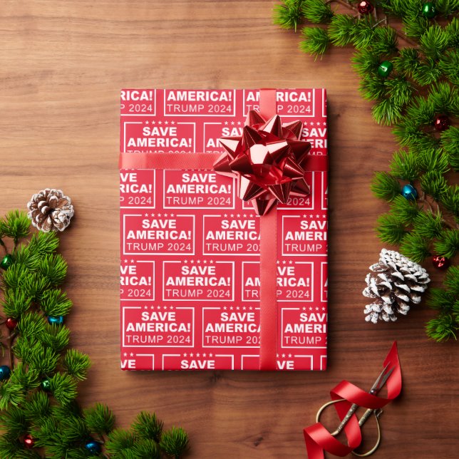 Save America Trump 2024 Christmas Wrapping Paper (Holiday Gift)