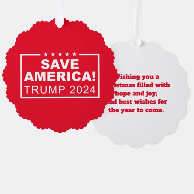 Save America Trump 2024 Tree Decoration Card (Front/Back)