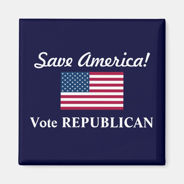 Save America!/Vote REPUBLICAN+U.S. Flag  Magnet (Front)