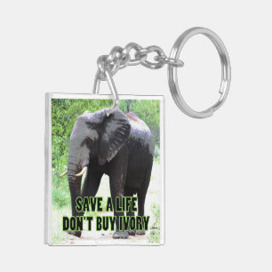 Save an Elephant's Life, Don't Buy Ivory Key Ring