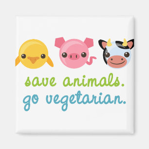 Save Animals Go Vegetarian Magnet