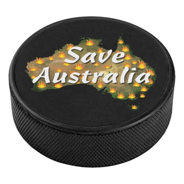Save Australia From Bushfire Disaster Hockey Puck (3/4)